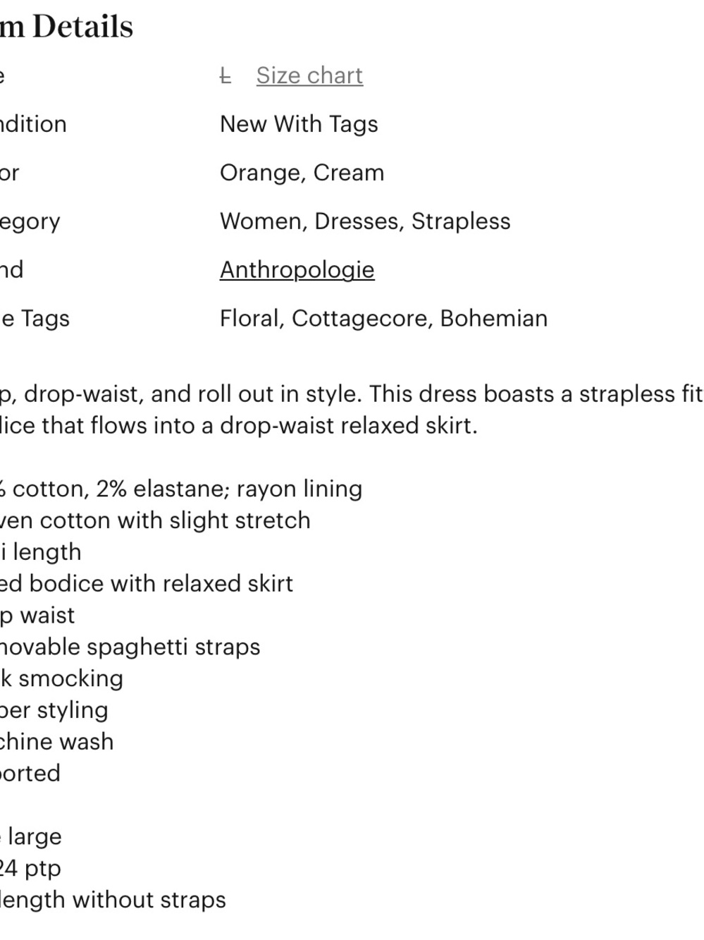 NWT By Anthropologie Drop-Waist Midi Dress Sz L - Picture 7 of 8